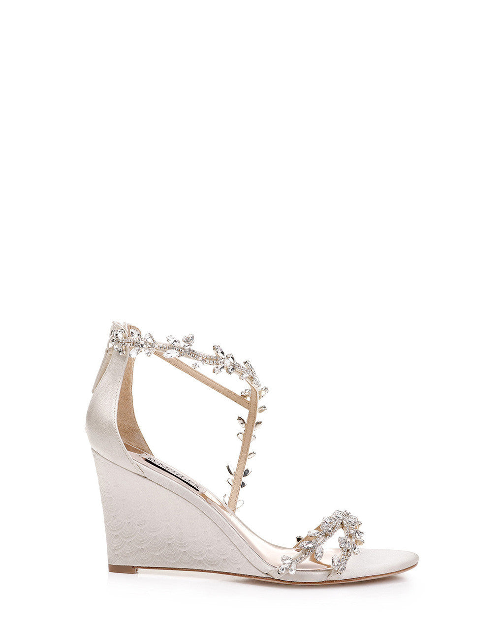 Ivory | Feather Crystal Embellished Evening Wedge