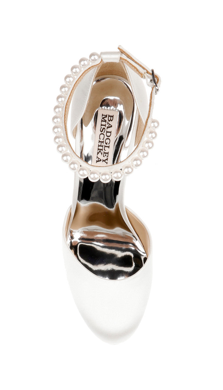 White | Felixa Platform with Gemstone Ankle Strap