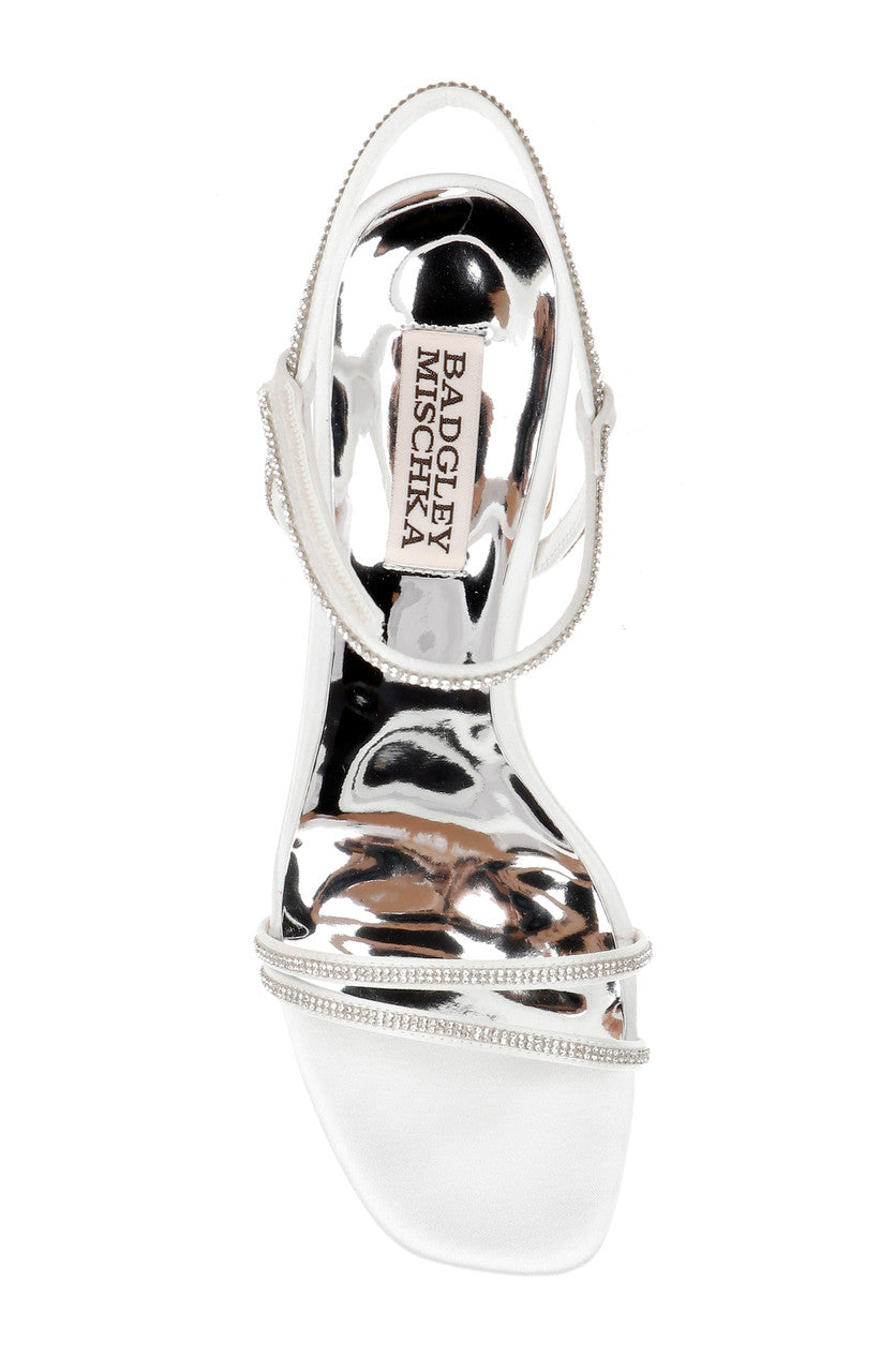 Soft White | Firey Bejeweled Block Heel Sandal
