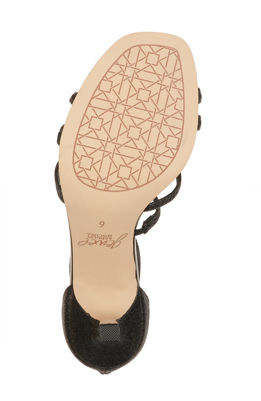 Black Glitter | Flor Strappy Evening Heel