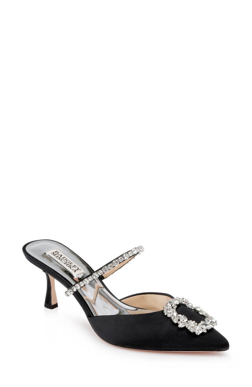 Black | Flutter Pointed Slide with Crystal Buckle