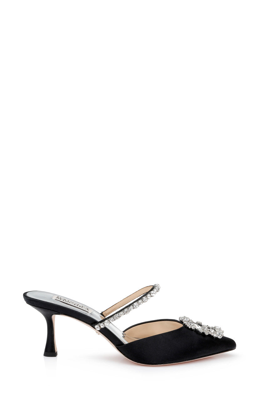 Black | Flutter Pointed Slide with Crystal Buckle