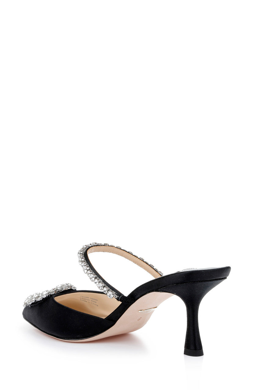 Black | Flutter Pointed Slide with Crystal Buckle