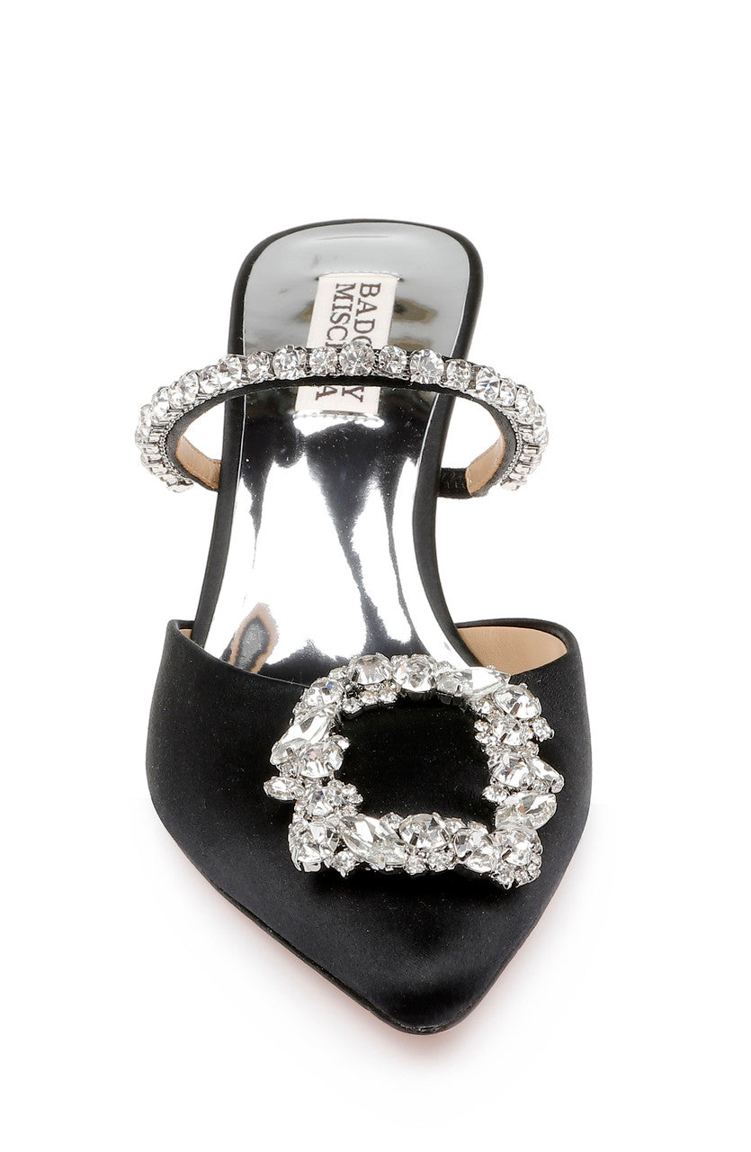 Black | Flutter Pointed Slide with Crystal Buckle