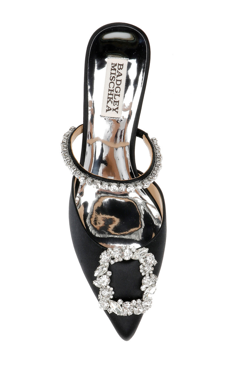 Black | Flutter Pointed Slide with Crystal Buckle