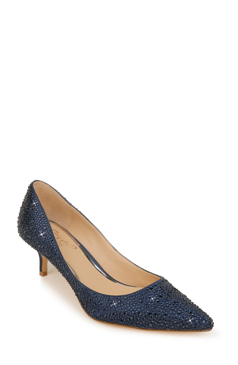 Navy | Frenchie Wide Width Pointed Toe Kitten Heel