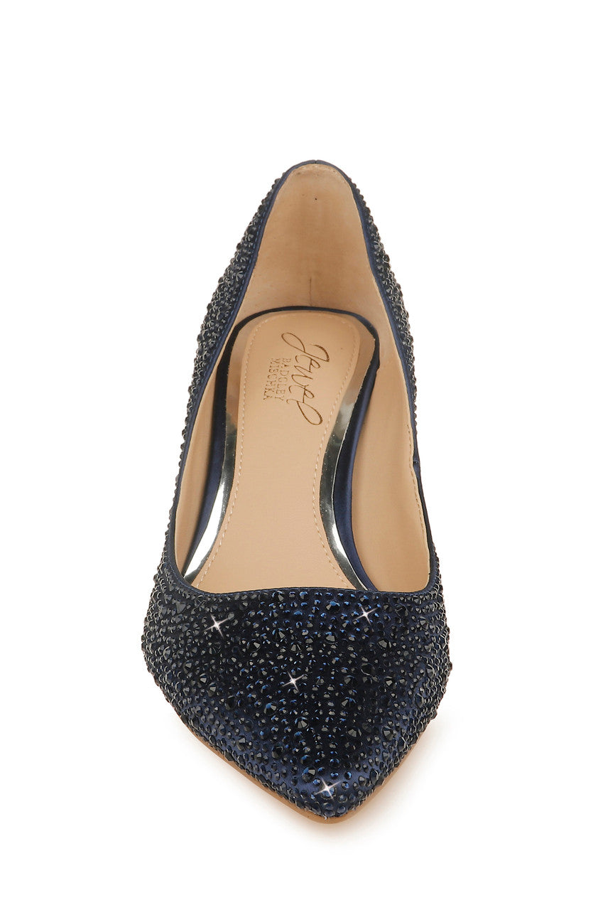Navy | Frenchie Wide Width Pointed Toe Kitten Heel