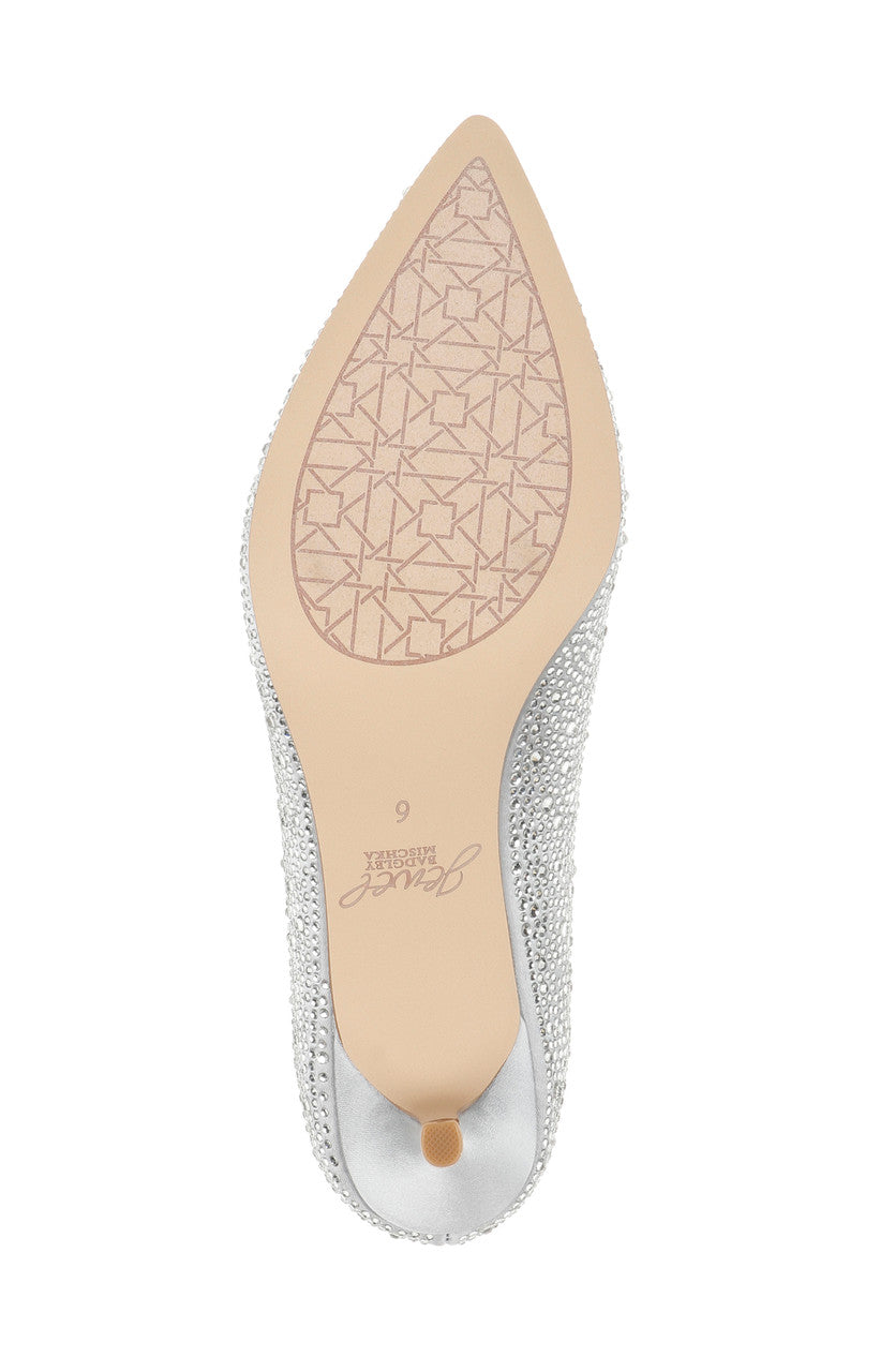 Silver | Frenchie Wide Width Pointed Toe Kitten Heel