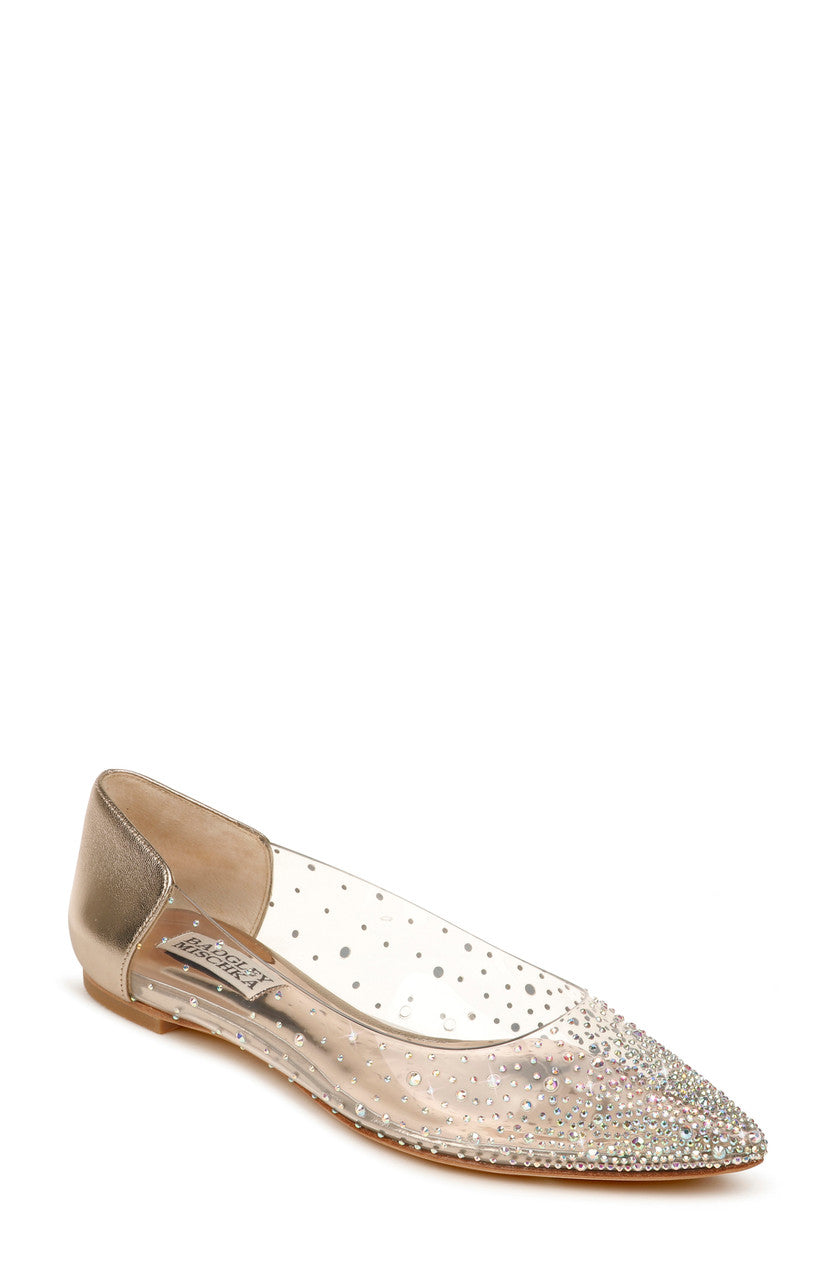 Champagne | Gabi Crystal Embellished Pointed Flat