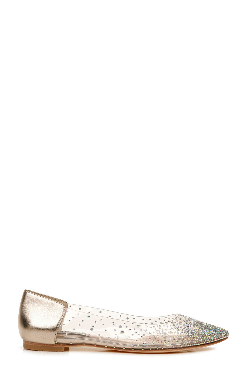Champagne | Gabi Crystal Embellished Pointed Flat