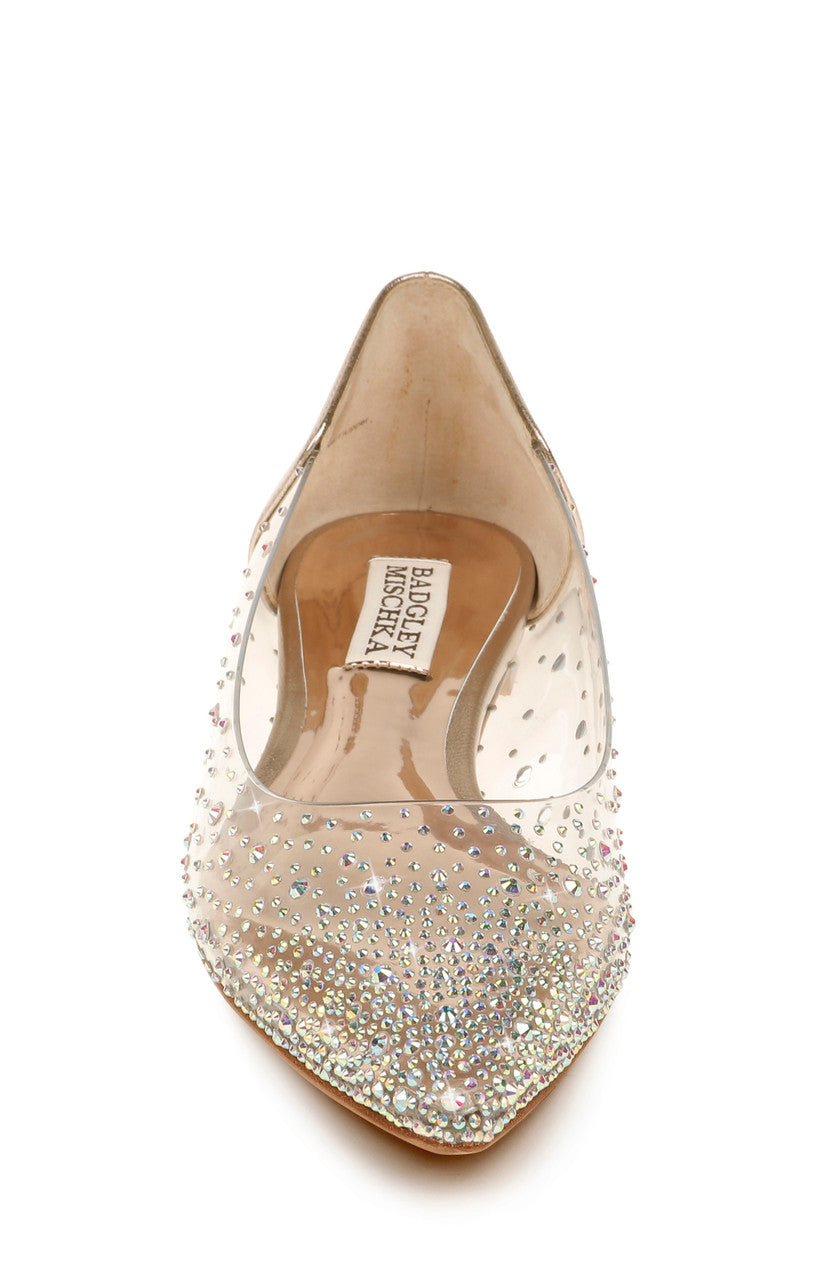Champagne | Gabi Crystal Embellished Pointed Flat