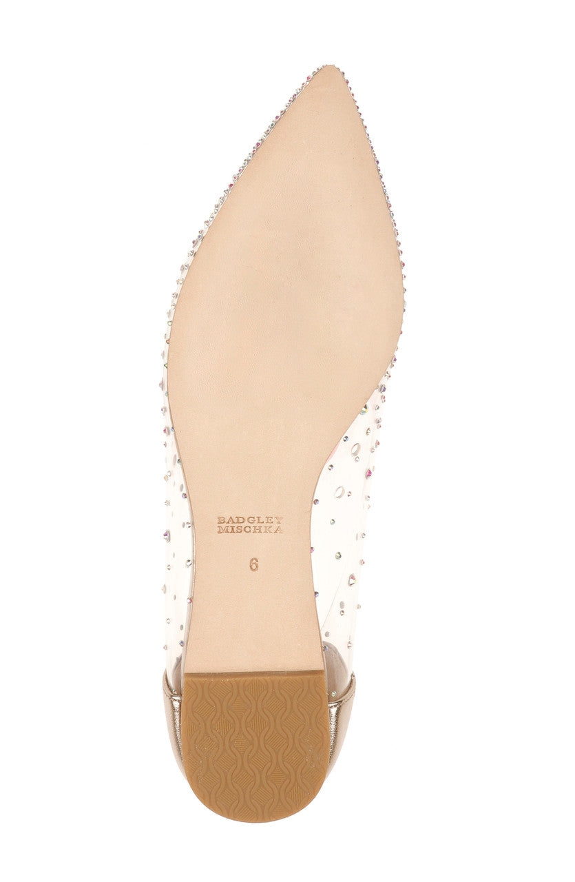 Champagne | Gabi Crystal Embellished Pointed Flat