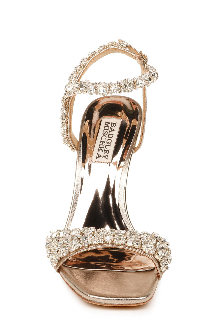 Champagne | Galia Crystal Ankle Strap Evening Shoe