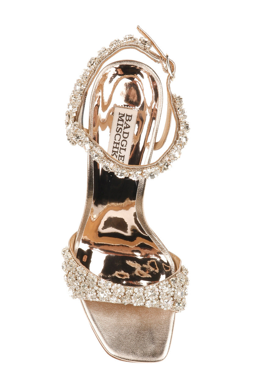 Champagne | Galia Crystal Ankle Strap Evening Shoe