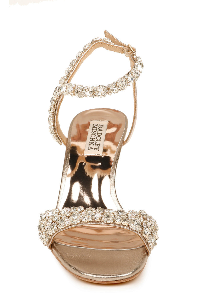 Champagne | Gali Crystal Embellished Evening Wedge