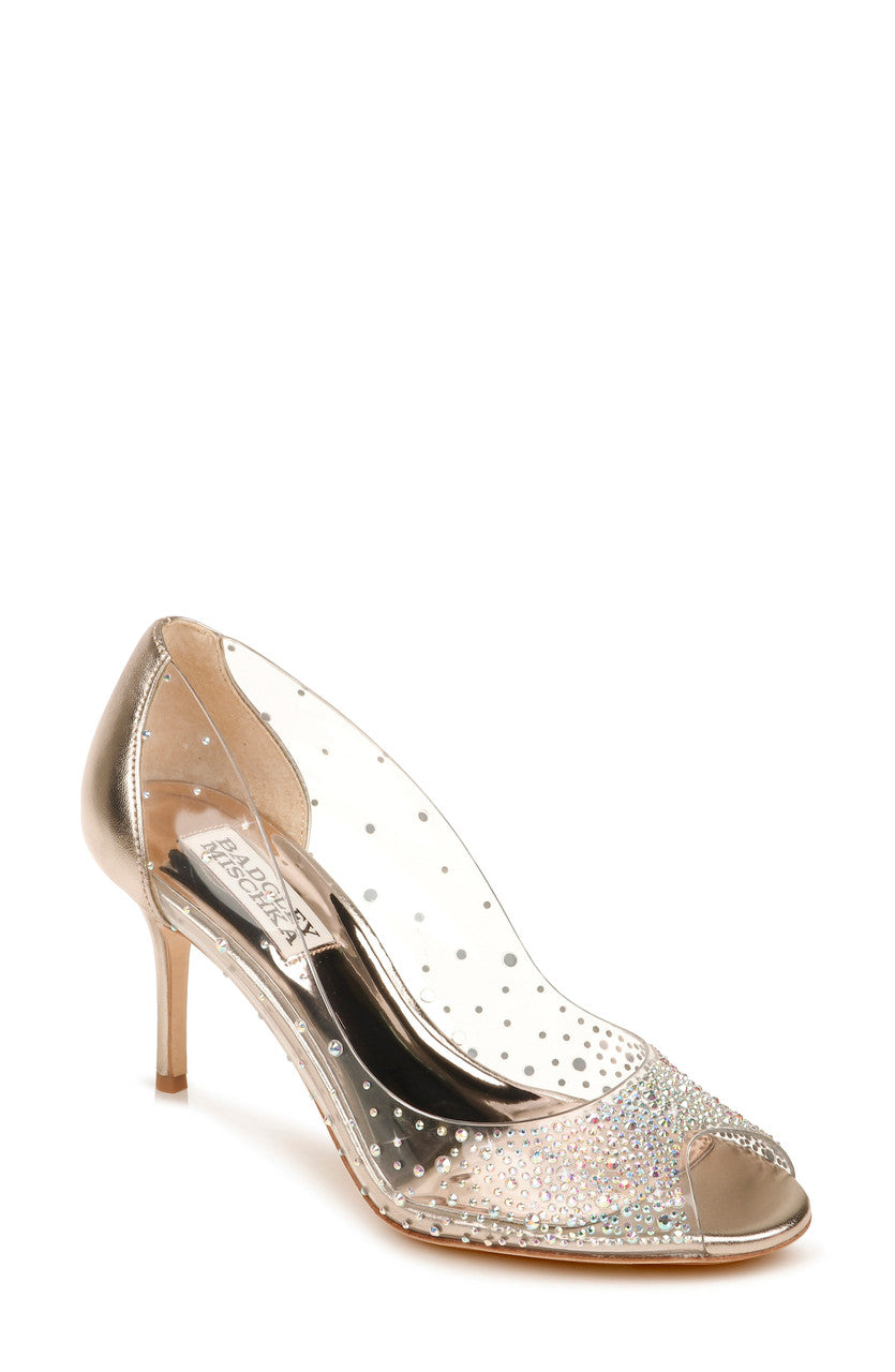 Champagne | Ginata Crystal Embellished Peep Toe