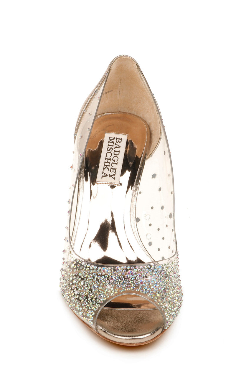 Champagne | Ginata Crystal Embellished Peep Toe