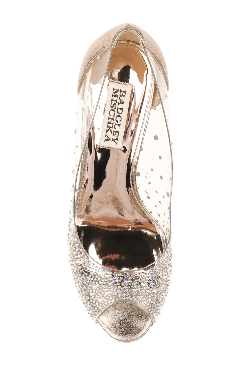 Champagne | Ginata Crystal Embellished Peep Toe