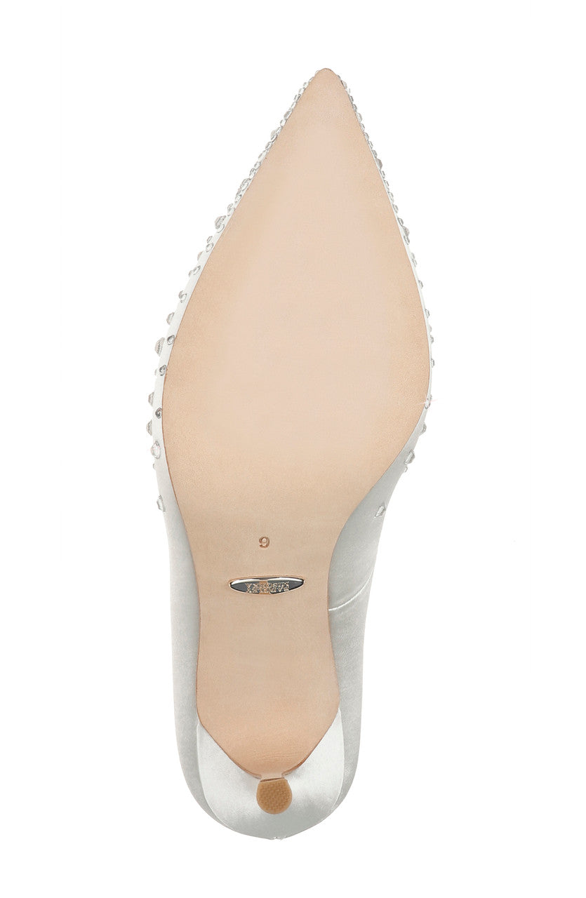 White | Halo Flower Embellished Pointed Toe Pump