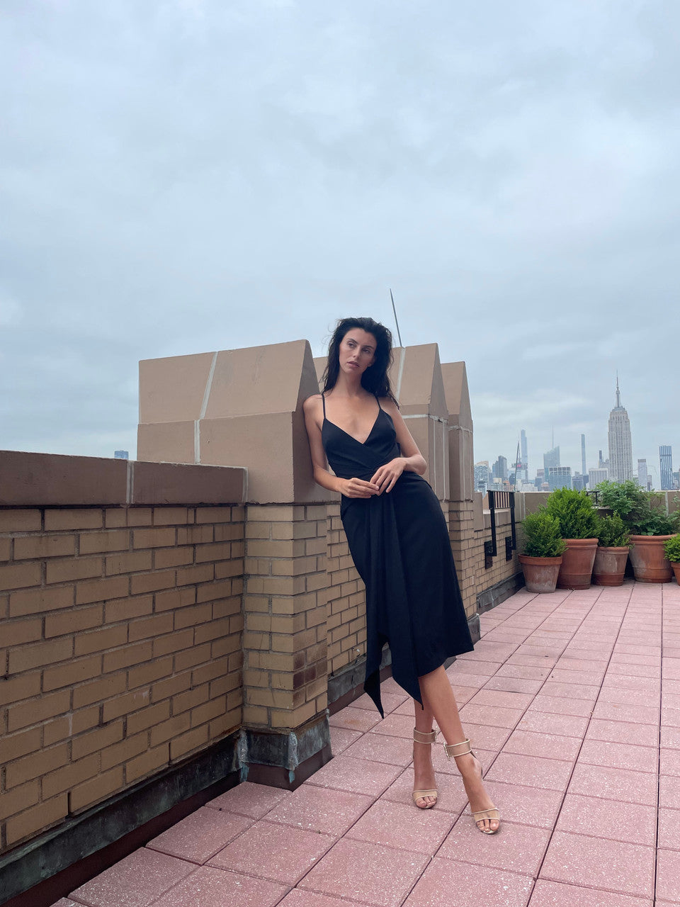 Black | Draped Strappy Cocktail Dress