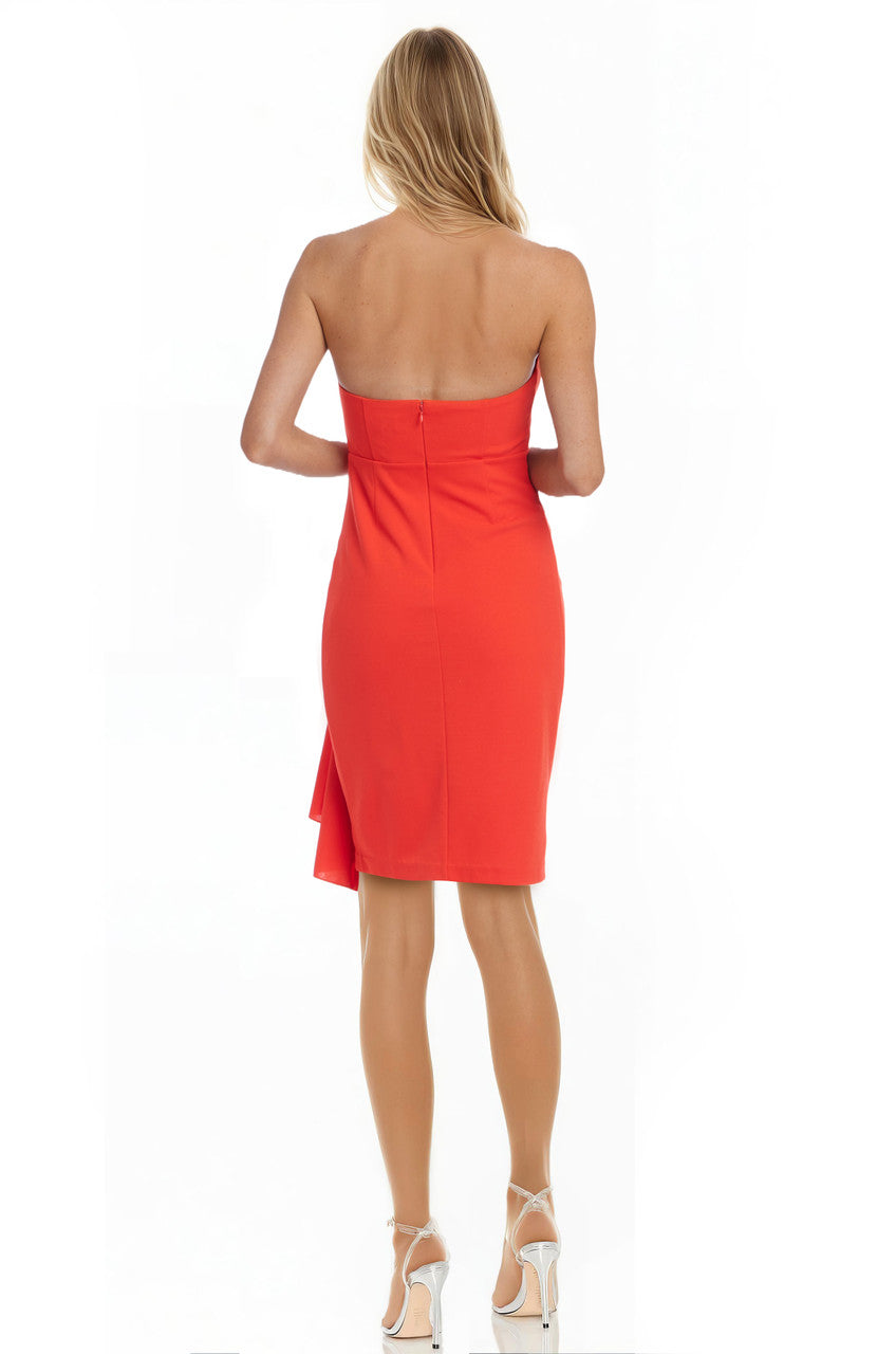 Orange Coral | Fiona Side Drape Halter Gown Back