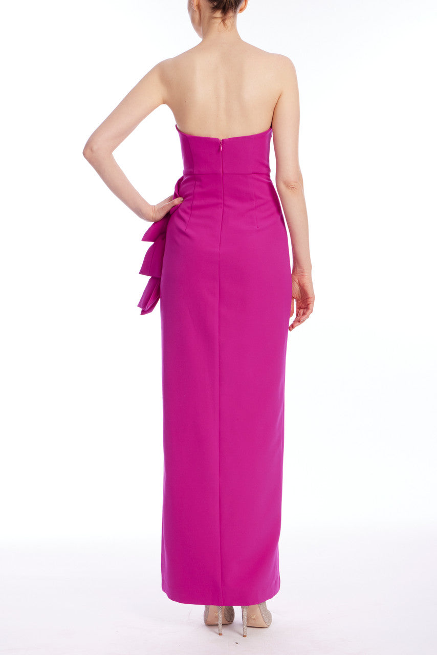 Hot Pink | Caroline Strapless Column Gown Back