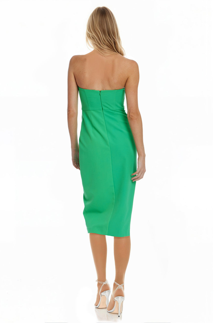 Green | Faith Strapless Sweetheart Midi Dress Back
