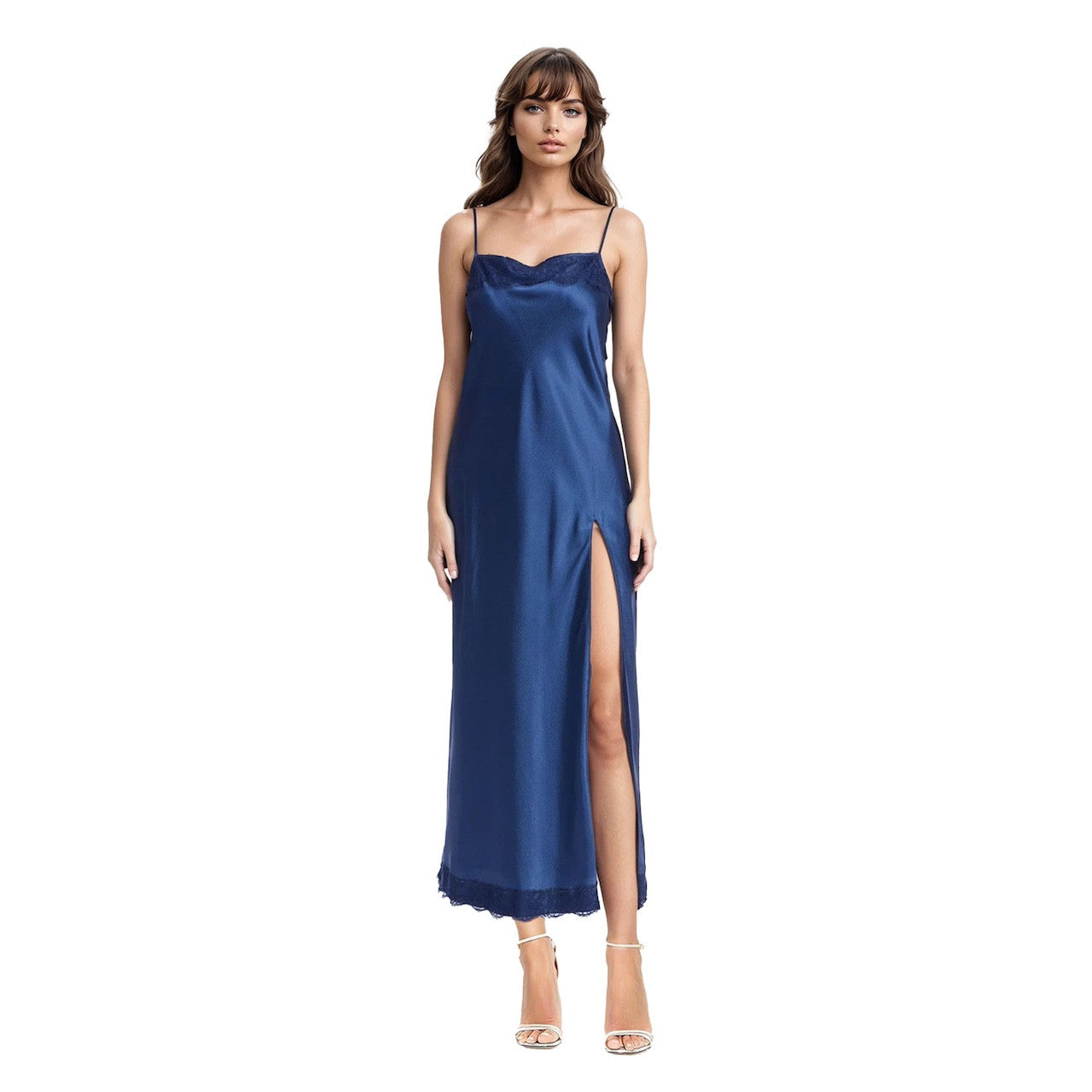 Midnight | Isabel Lace Trim Maxi Slip Dress Front