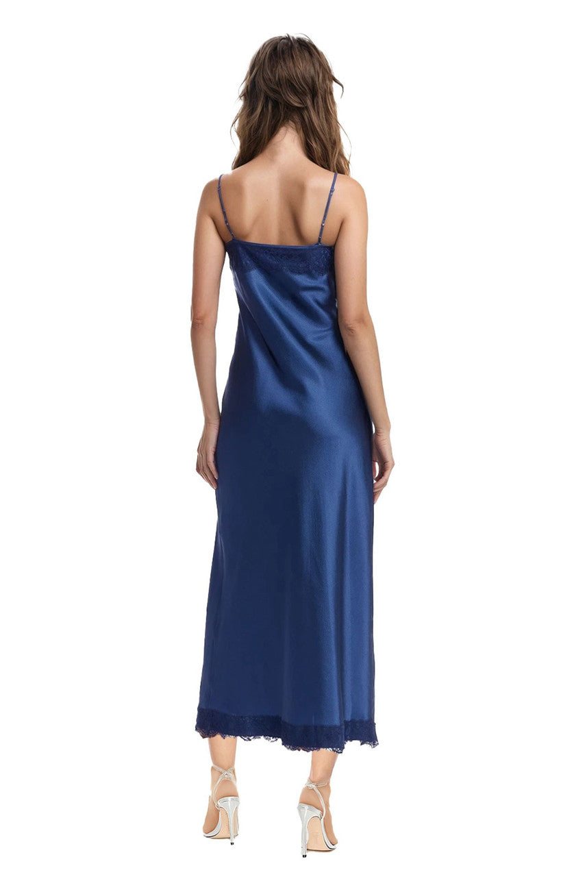Midnight | Isabel Lace Trim Maxi Slip Dress Back