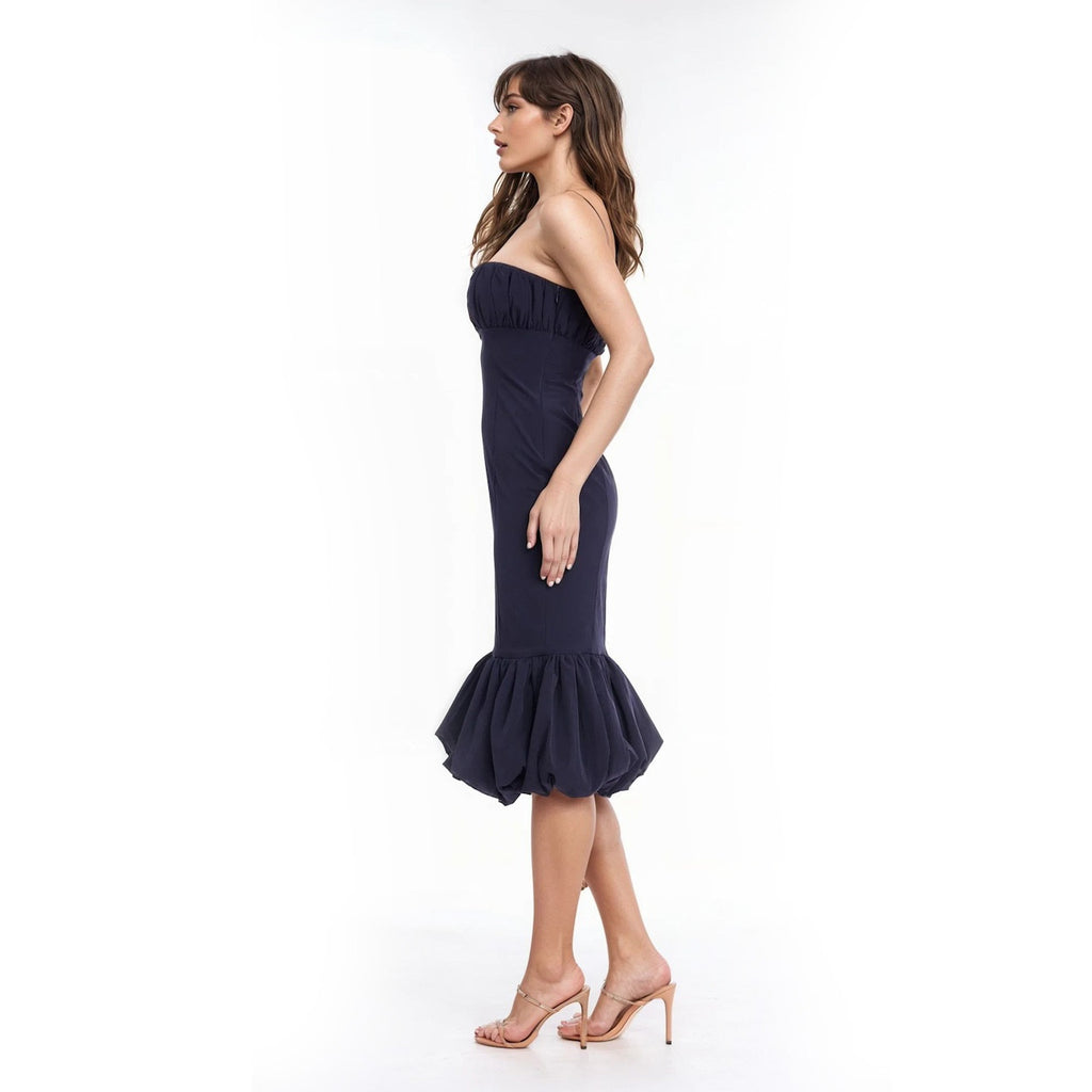 Midnight | Iris Strapless Mermaid Midi Dress Side