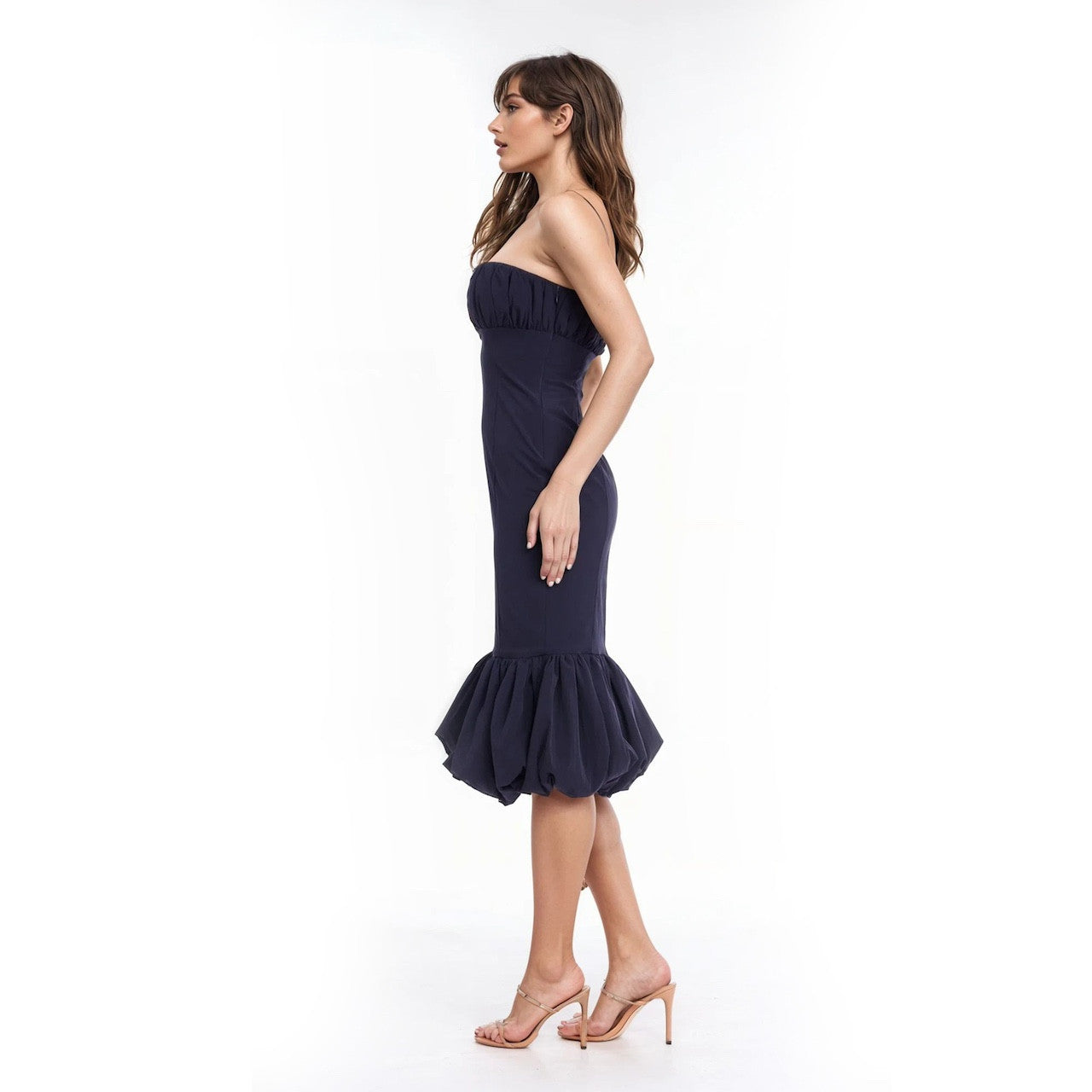 Midnight | Iris Strapless Mermaid Midi Dress Side