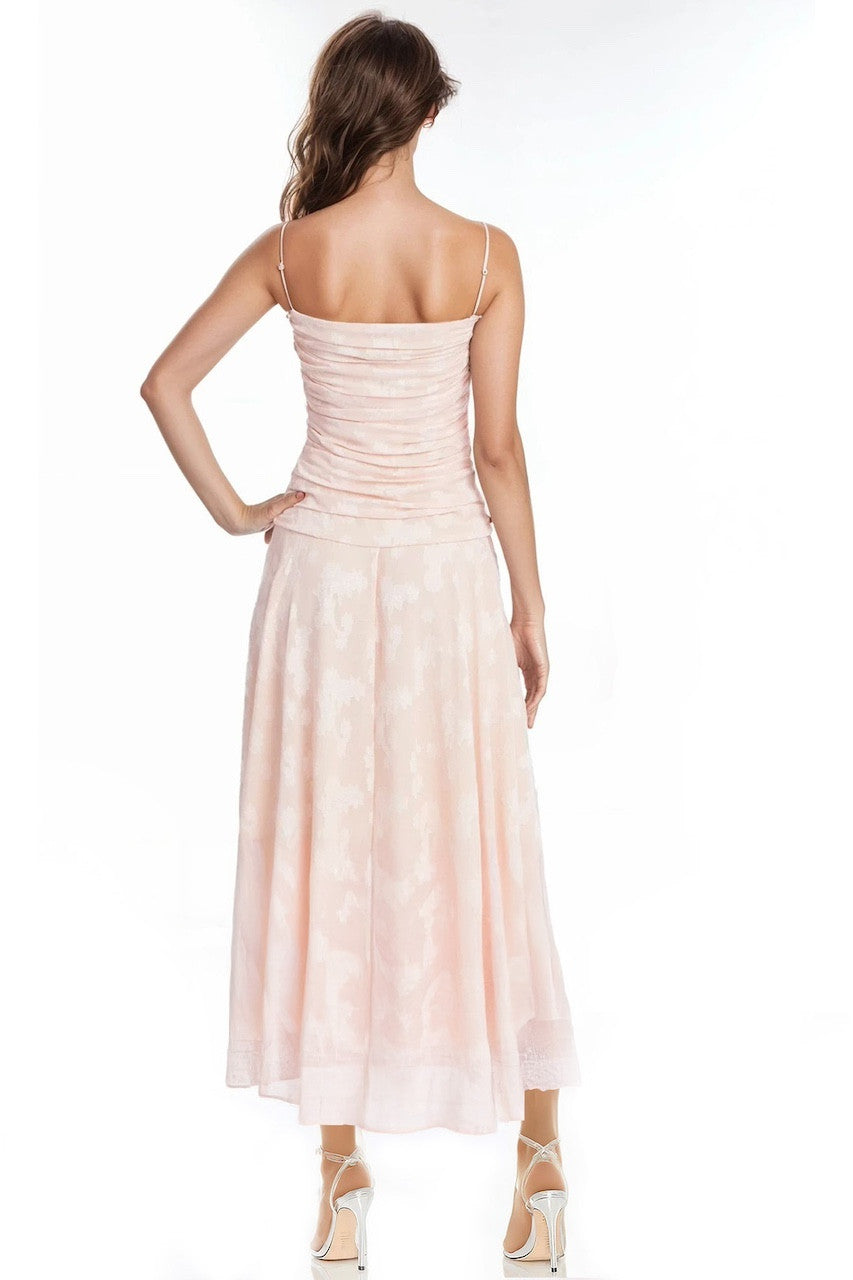 Peach | Hazel Printed Drop Waist Gown Back