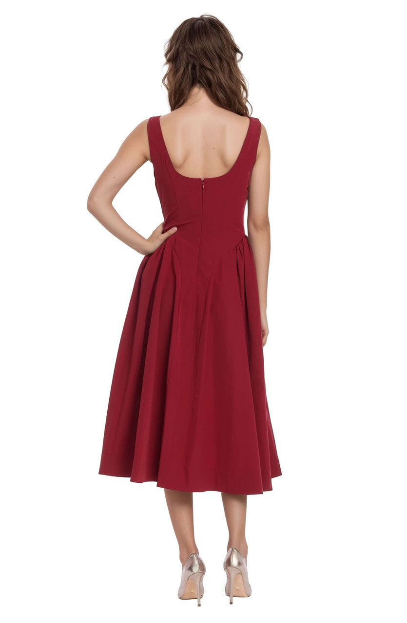 Jewel Badgley Mischka Kirsten Sleeveless Boatneck A-Line Midi Dress - 8 - Wine Jewel Badgley Mischka Kirsten Sleeveless Boatneck A-Line Midi Dress - 8 - Wine