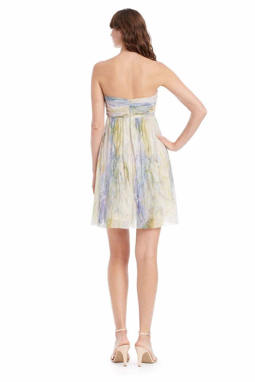 Blue Multi | Nicole Strapless Empire Waist Mini Dress Back