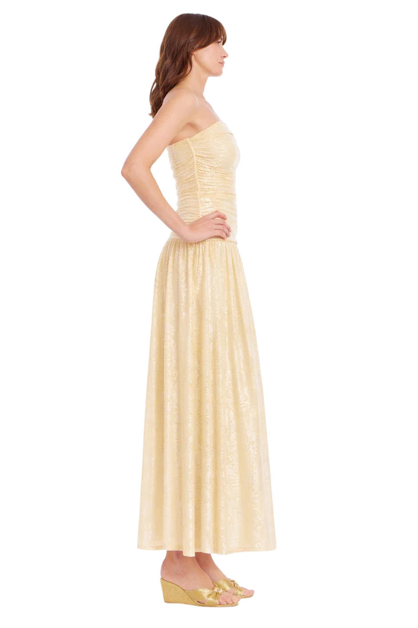 Jewel Badgley Mischka Women's Natasha Strapless Jacquard Maxi Dress - Buttercup Jewel Badgley Mischka Women's Natasha Strapless Jacquard Maxi Dress - Buttercup