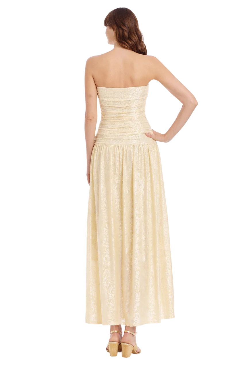 Jewel Badgley Mischka Women's Natasha Strapless Jacquard Maxi Dress - Buttercup Jewel Badgley Mischka Women's Natasha Strapless Jacquard Maxi Dress - Buttercup