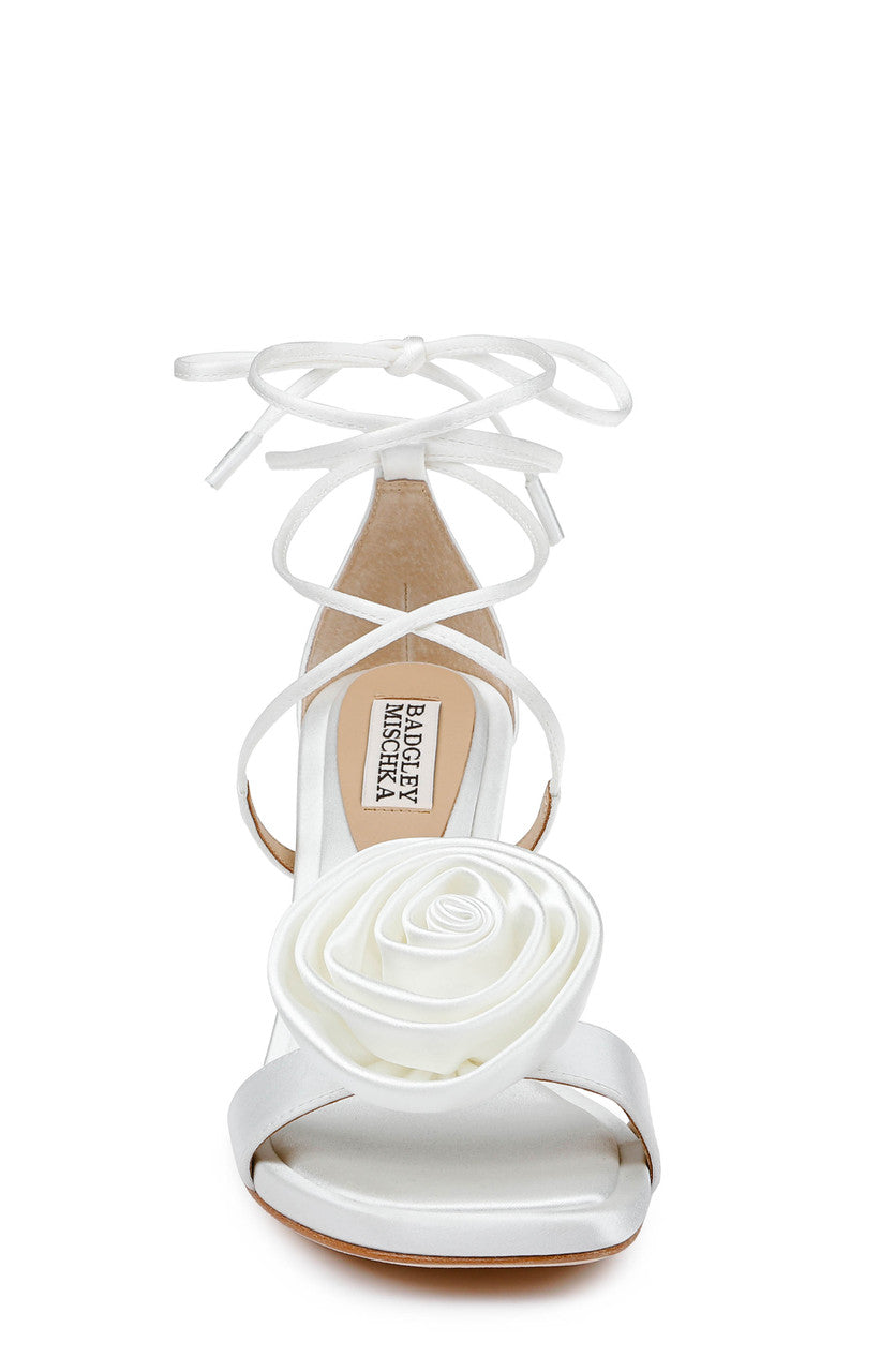 White | Janelle Ankle Tie Sandals Front