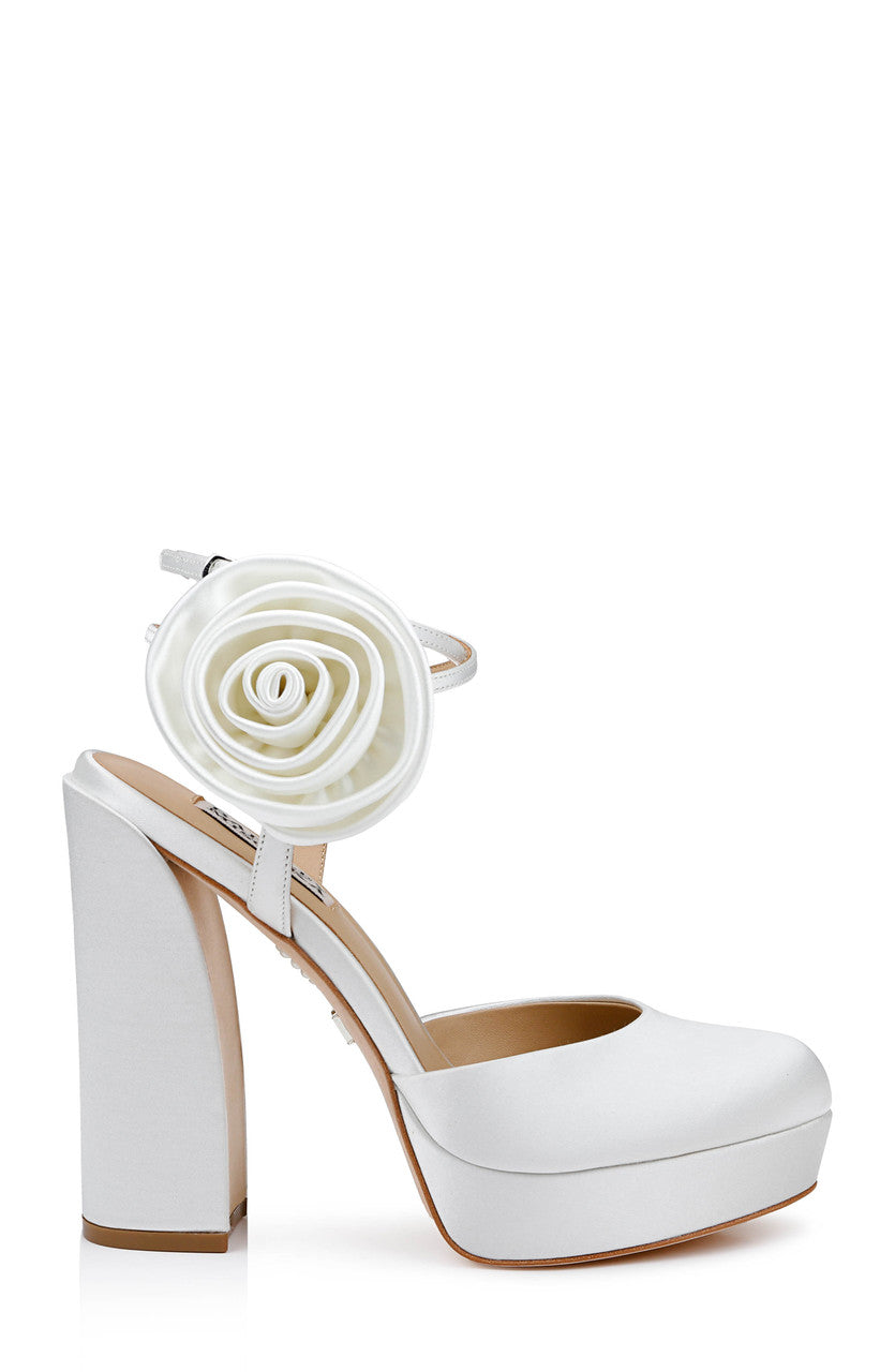 White | Janessa Rosette Platform Pumps Side