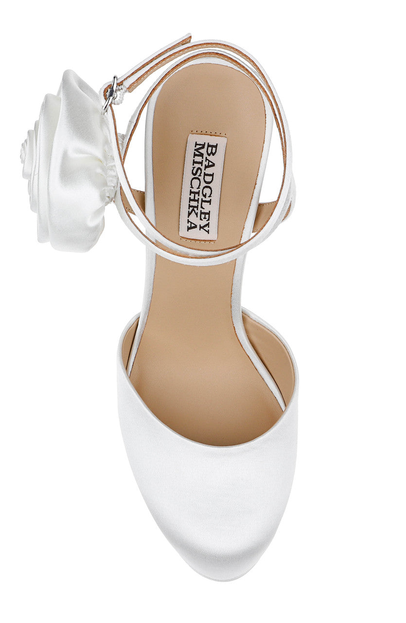 White | Janessa Rosette Platform Pumps Top