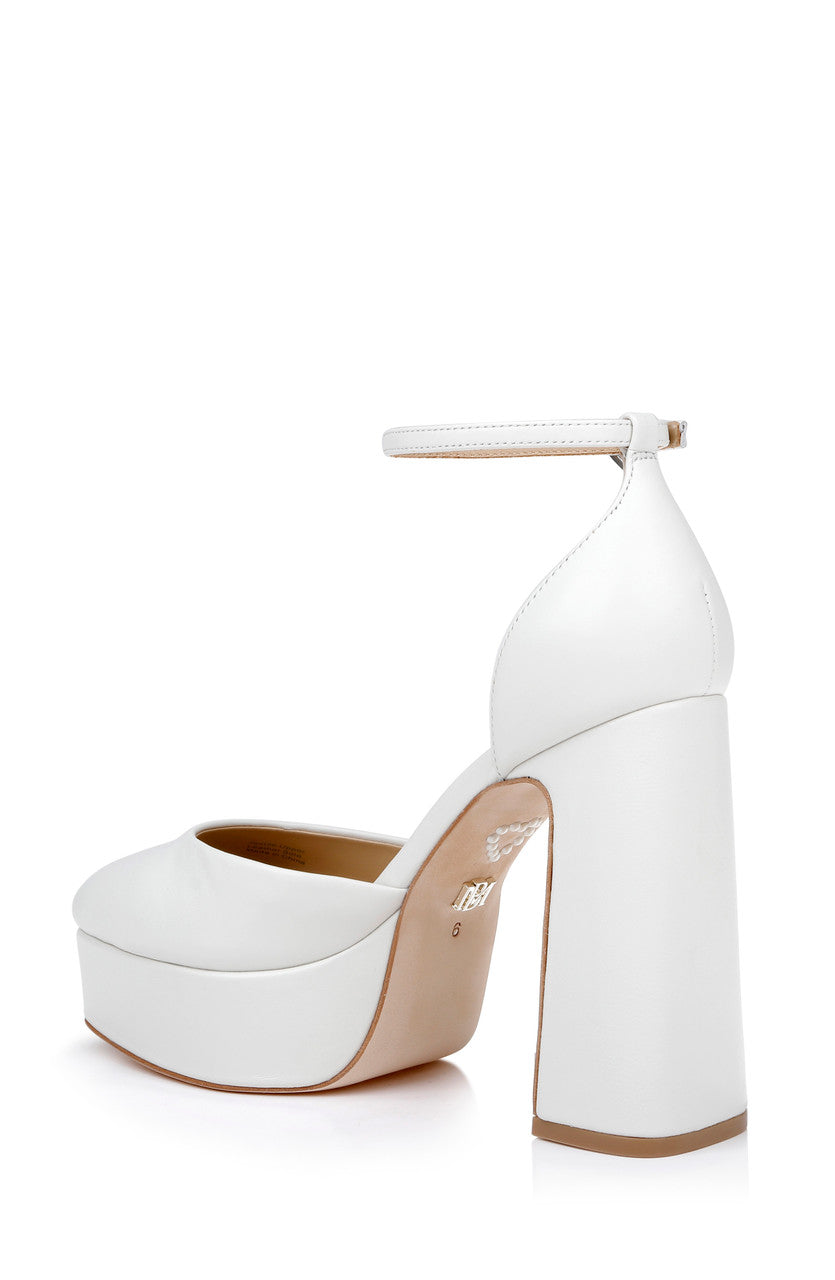 White Leather | Jayda II Leather Platform Pumps Back Side