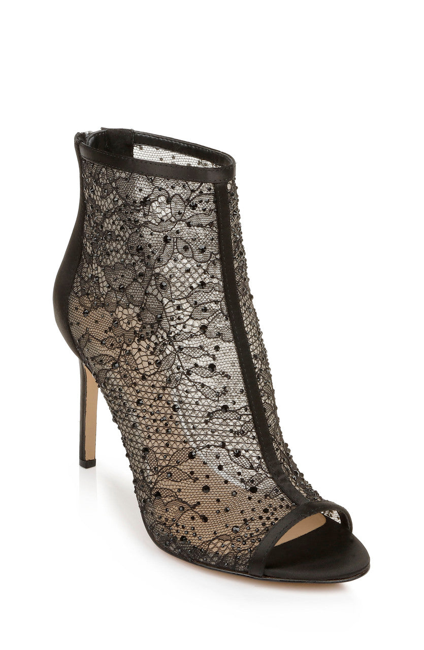 Black | Jewel Peep Toe Bootie