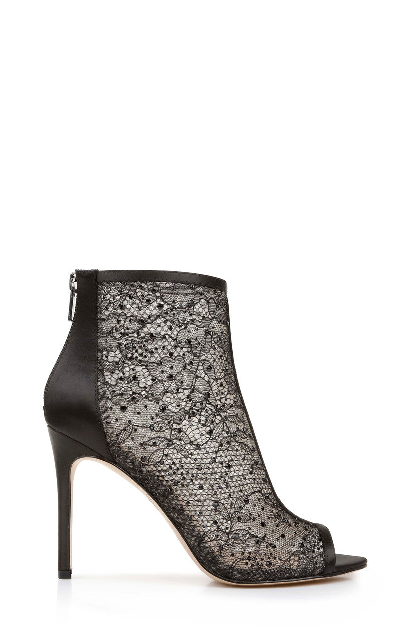 Black | Jewel Peep Toe Bootie