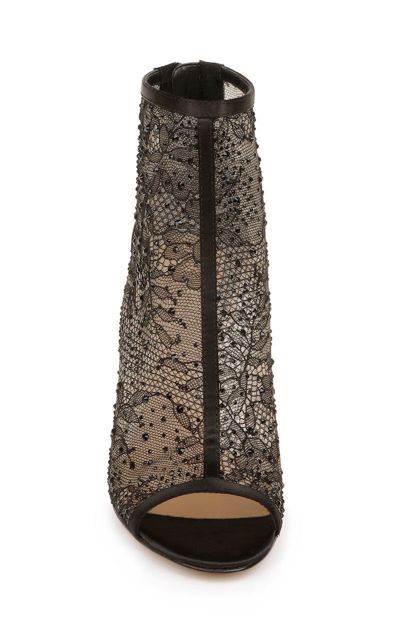 Black | Jewel Peep Toe Bootie