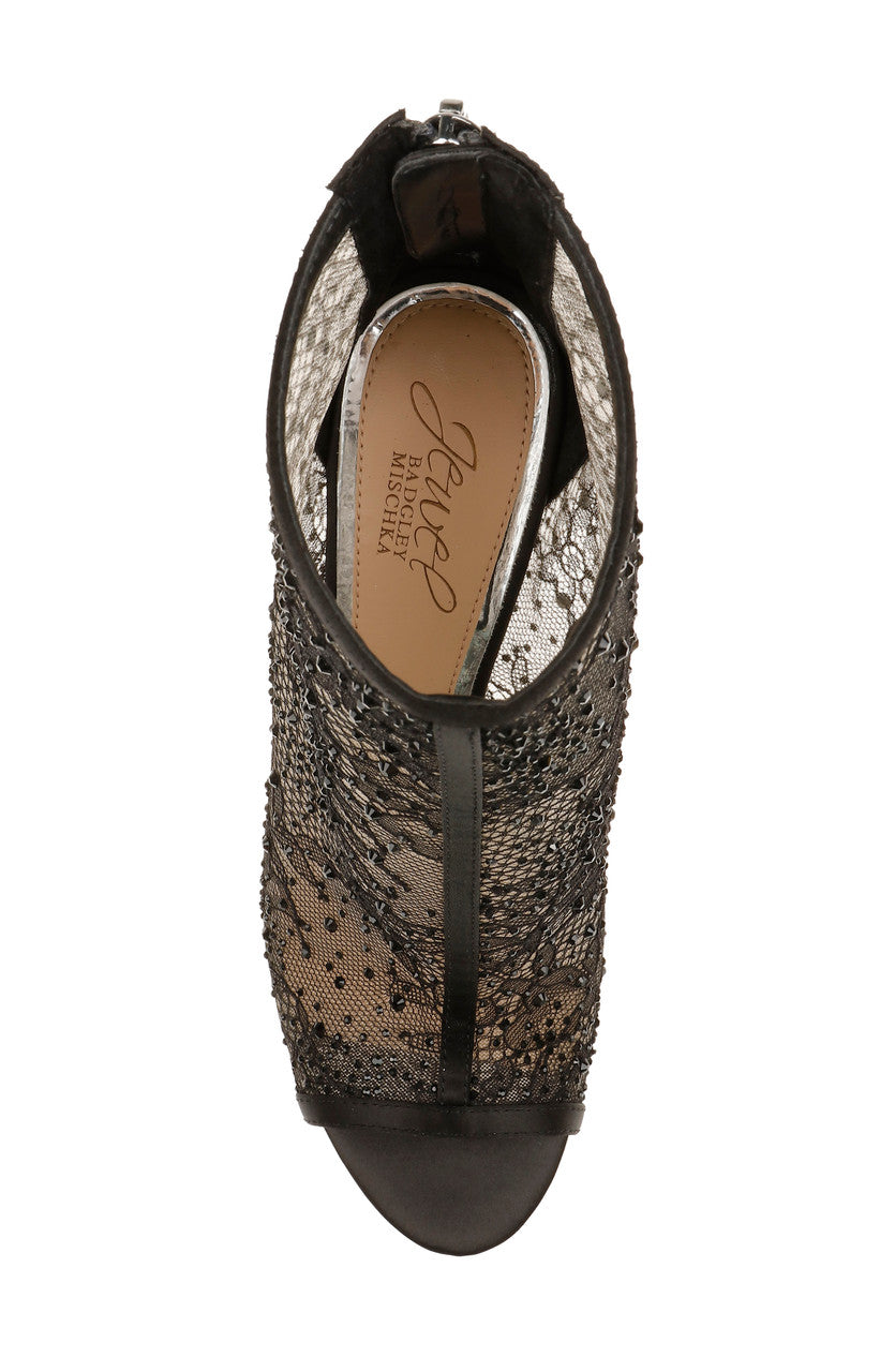 Black | Jewel Peep Toe Bootie