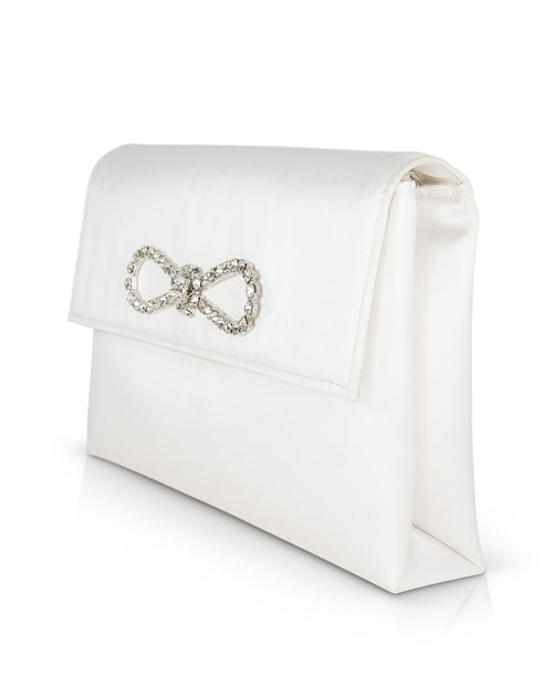 Ivory | Alicia Satin Envelope with Crystal Bow