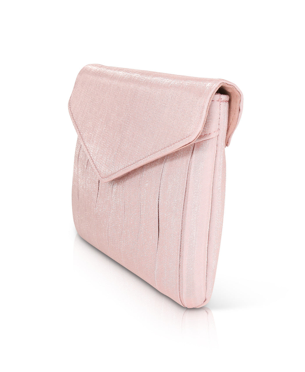 Dusty Pink | Isabella Shimmer Box Pleat Envelope Clutch