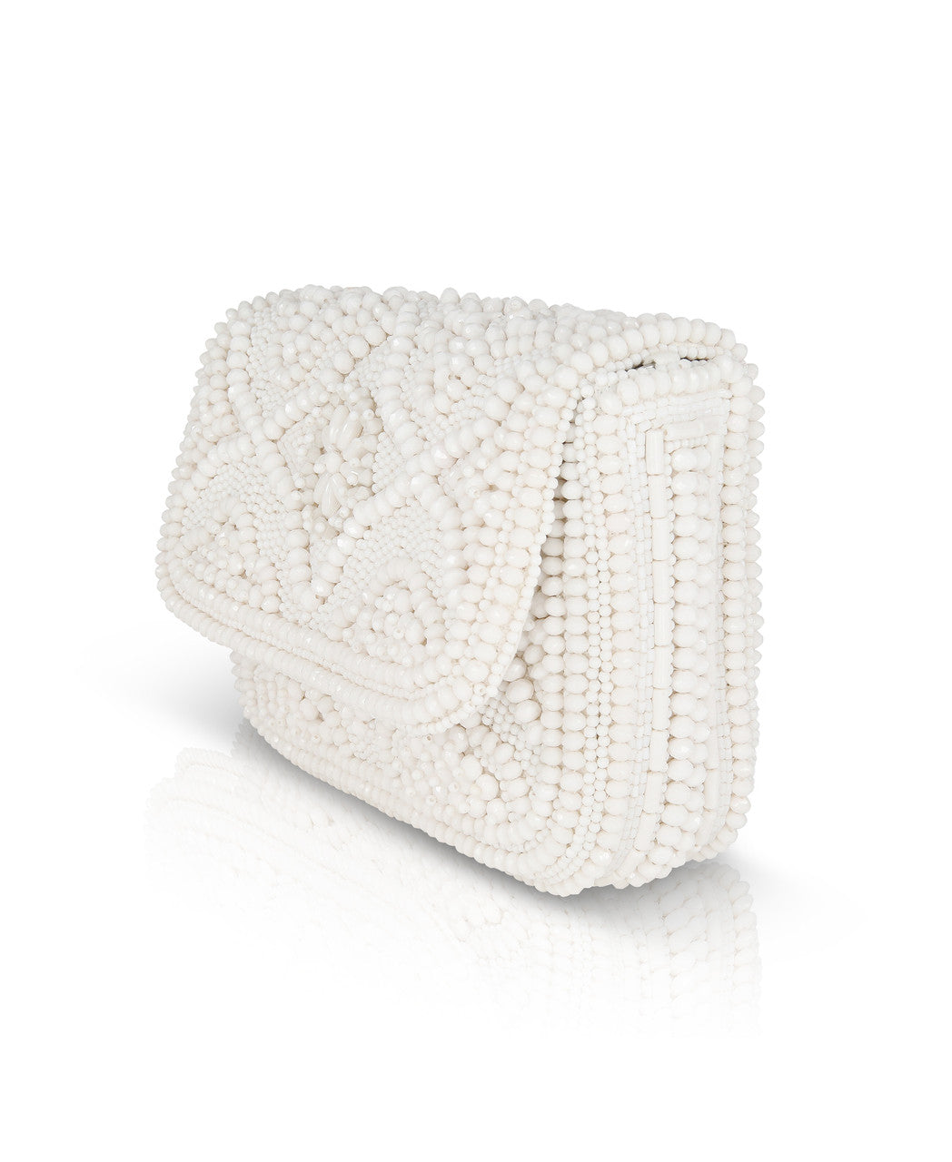 White | Olivia Portugal Tile Pattern Fully Beaded Crossbody
