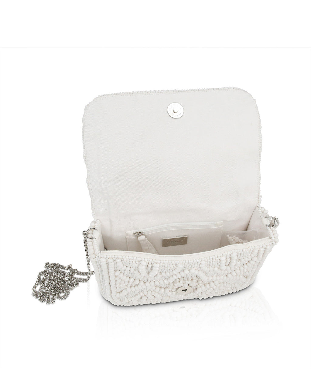 White | Olivia Portugal Tile Pattern Fully Beaded Crossbody