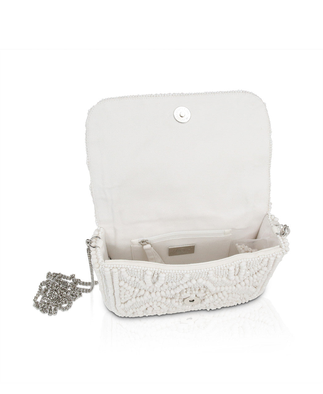 White | Olivia Portugal Tile Pattern Fully Beaded Crossbody