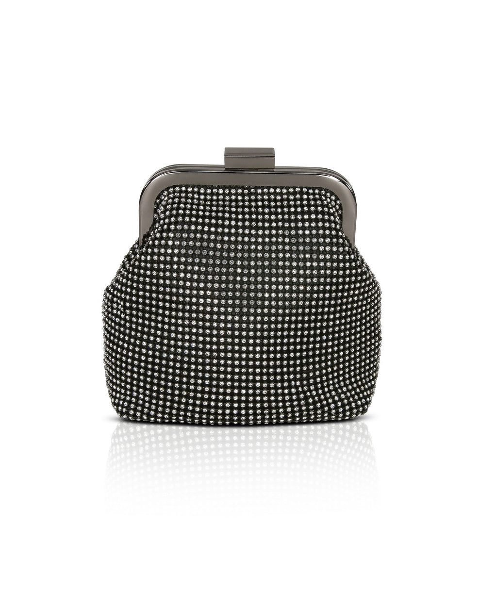 Black | Mila Crystal Pouch with Crystal Fringe
